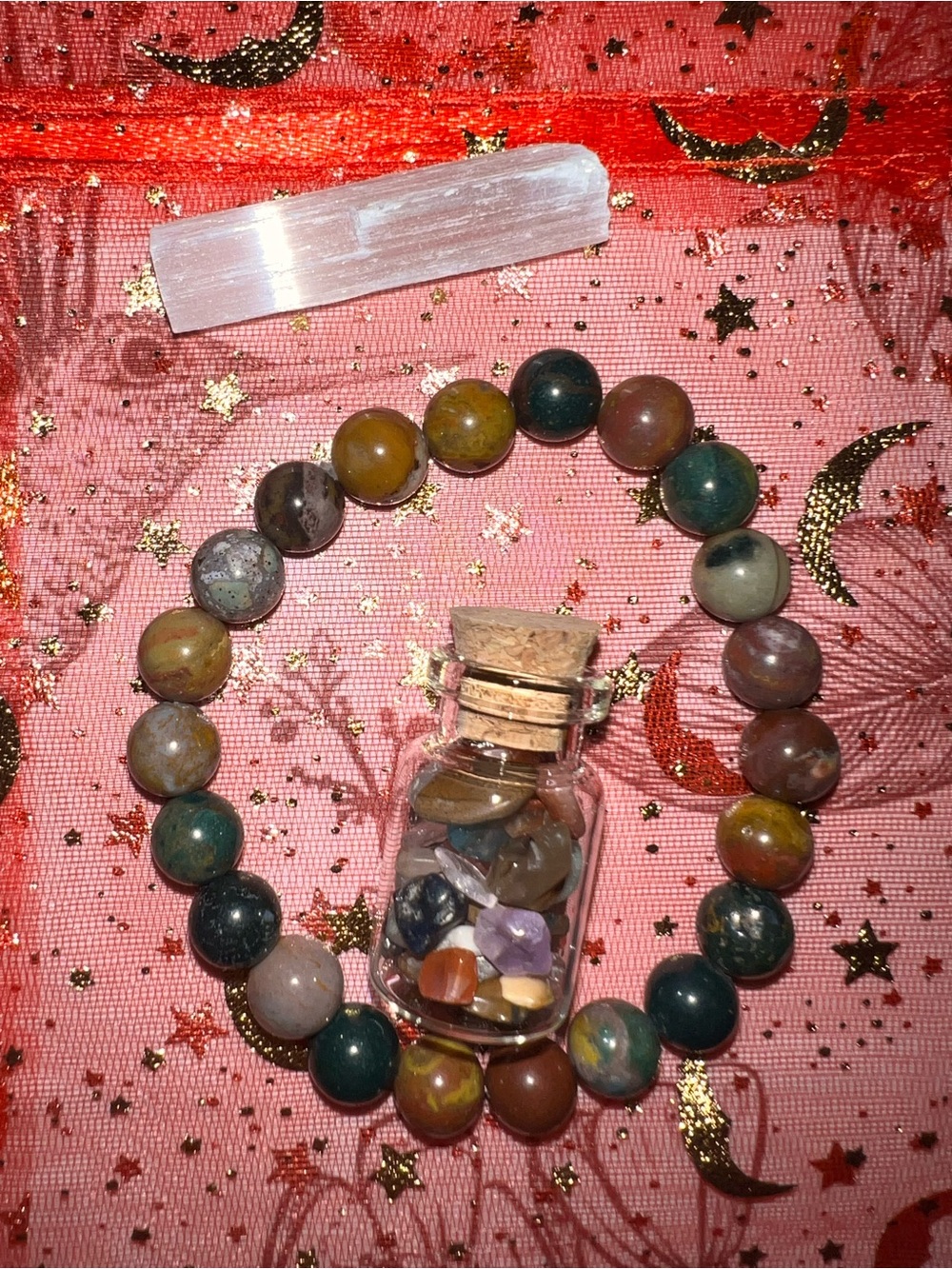 Ocean Jasper Natural Crystal Bead Bracelet Bundle